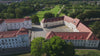 Aerial drone view of Oranienburg Palace in Oranienburg, Brandenburg, Germany.