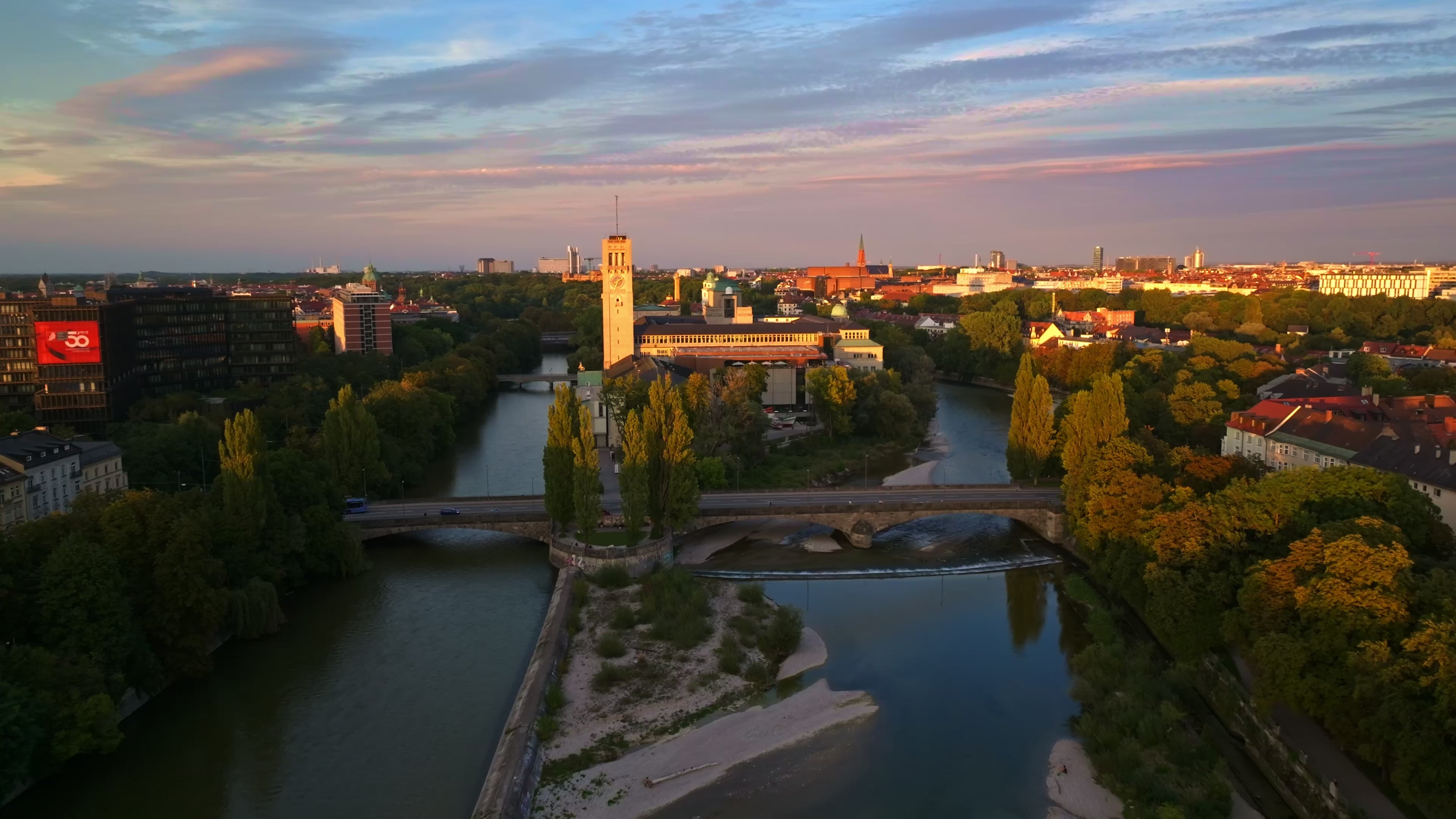 Aerial view of the Deutsches Museum in Munich, Germany.