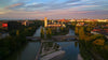 Aerial view of the Deutsches Museum in Munich, Germany.