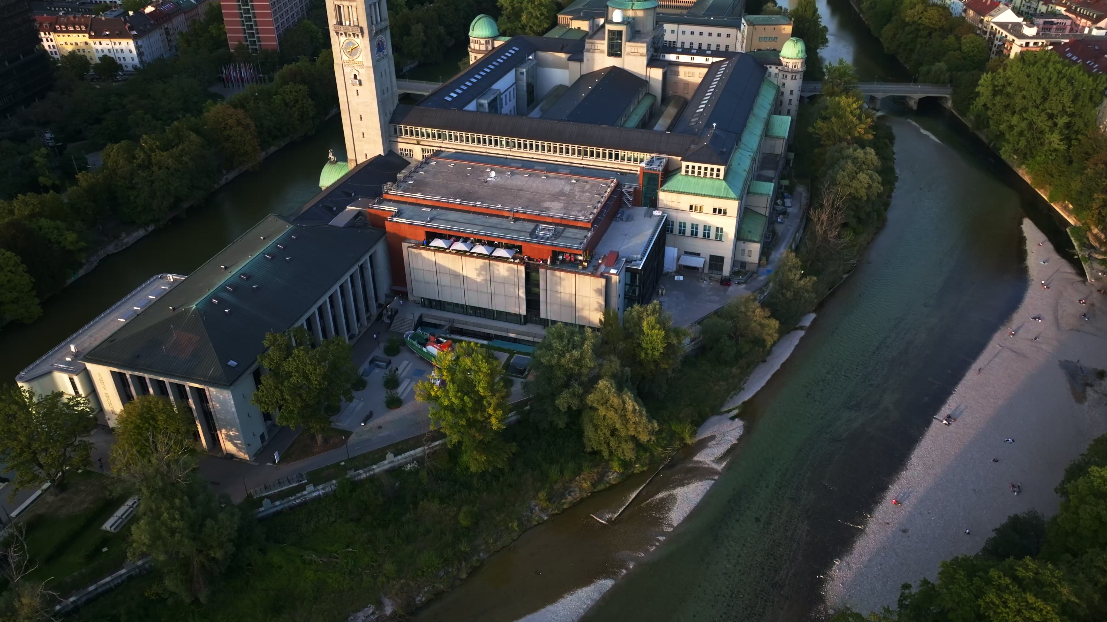Aerial view of the Deutsches Museum in Munich, Germany.