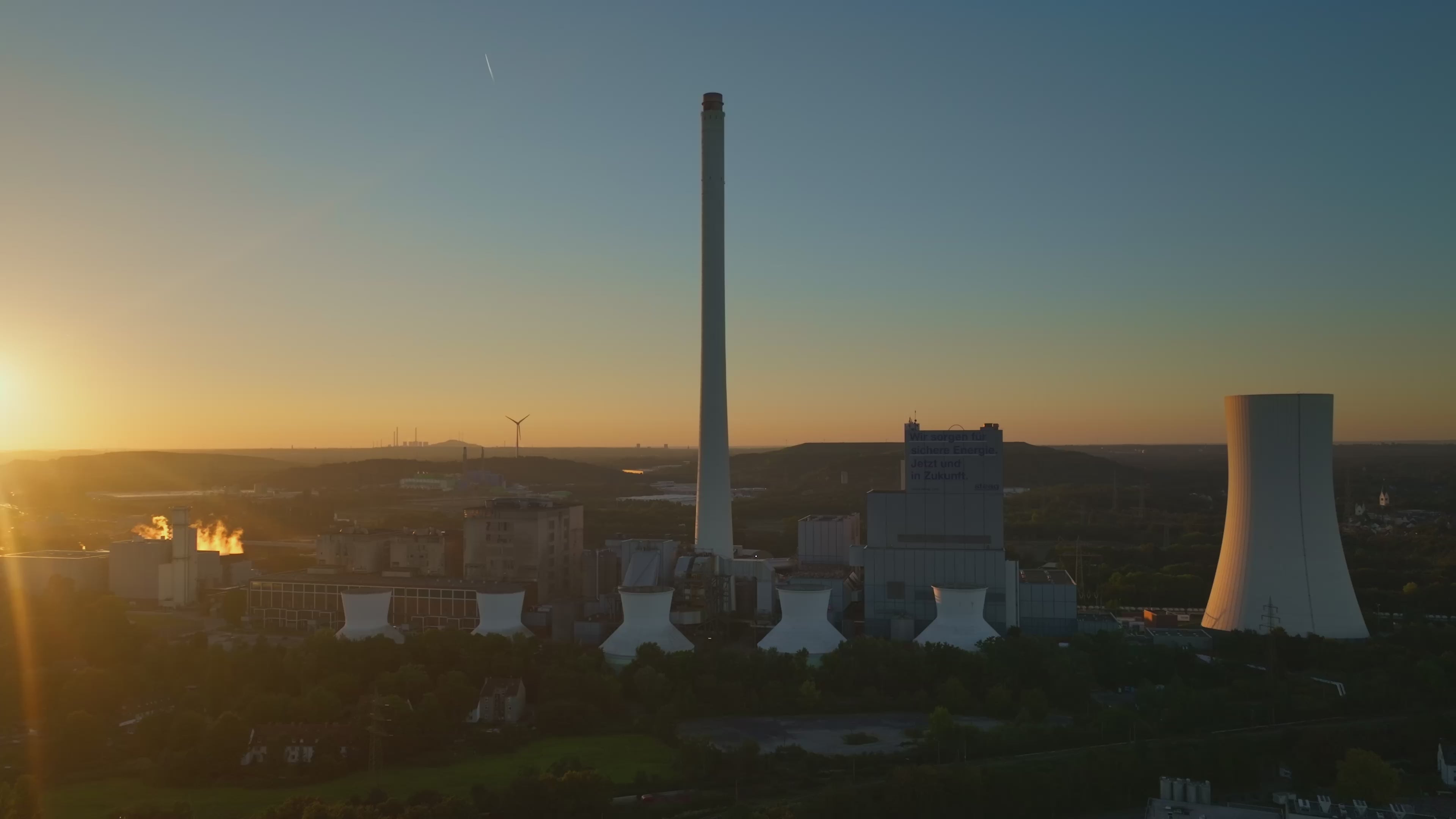 Aerial drone view of hard-coal-fired combined heat and power plant in Herne.